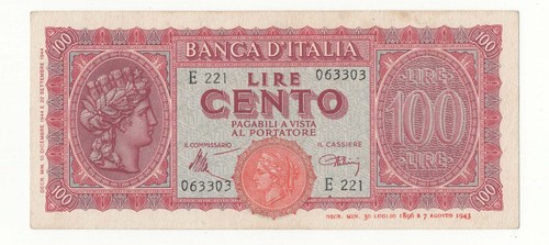 100 lire italia turrita decr - italia,