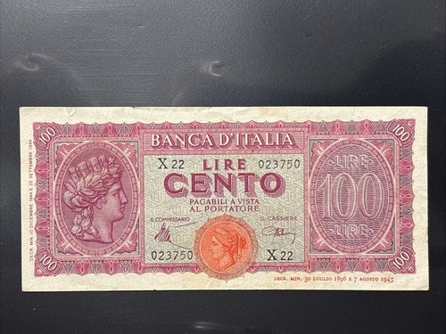 Banconota 100 lire - lire, turrita