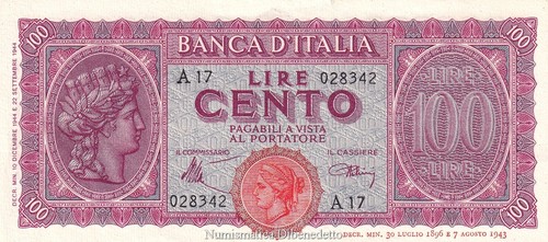 Luogotenenza 100 lire 1944 - 100,