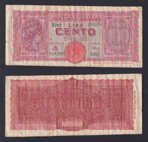 Banconota italia 100 lire - italia,