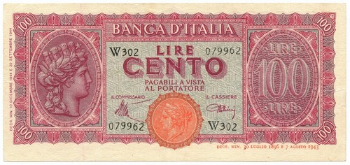 100 lire italia - italia, turrita