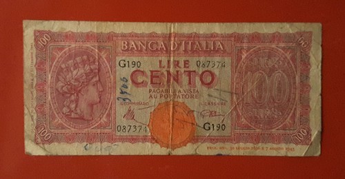 Banconota 100 lire turrita - banconota,