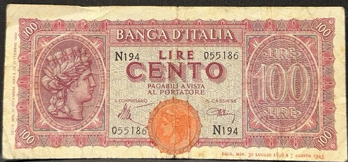 Banconota 100 lire turrita - banconota,